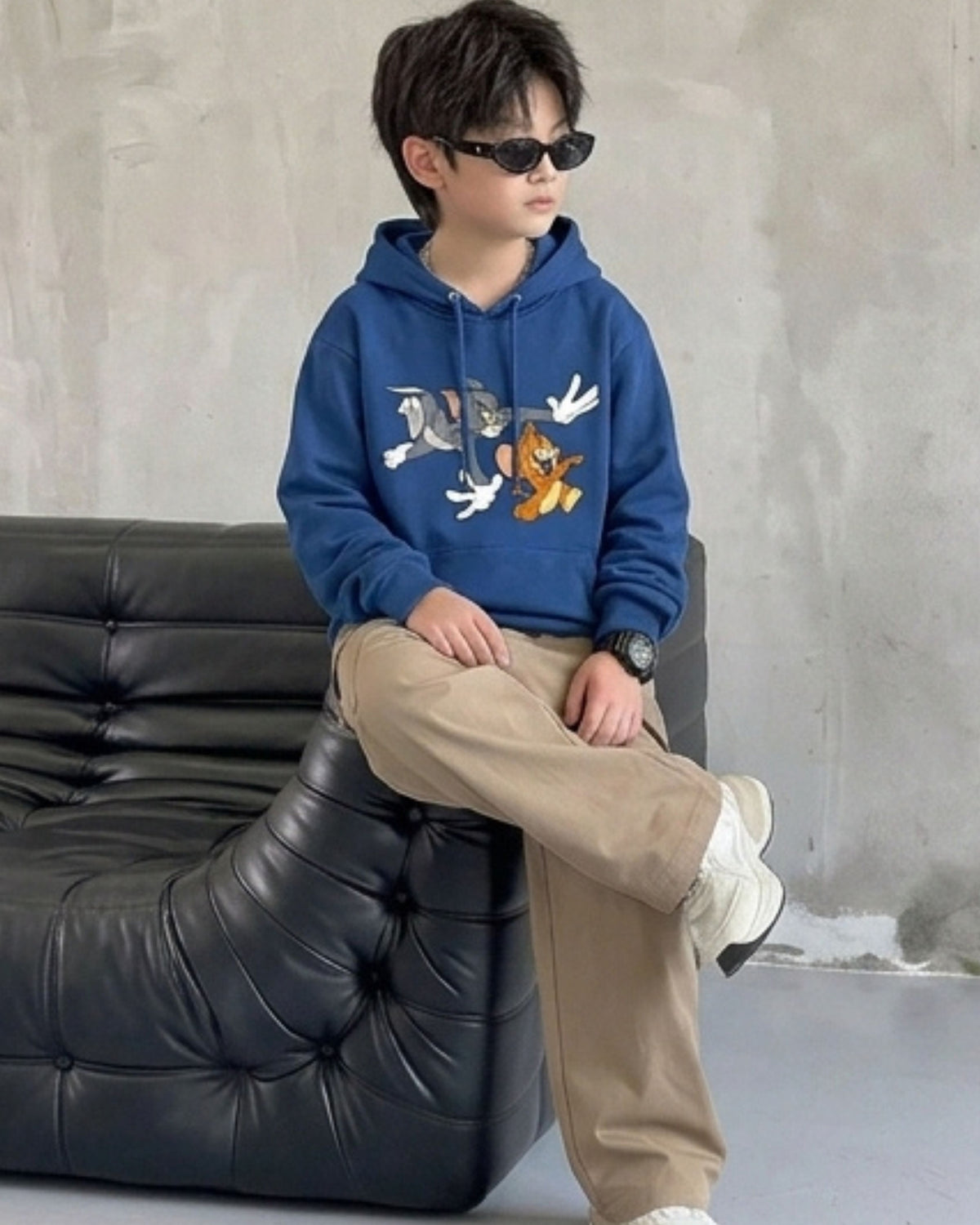Blue Tom And Jerry Boys Hoodie
