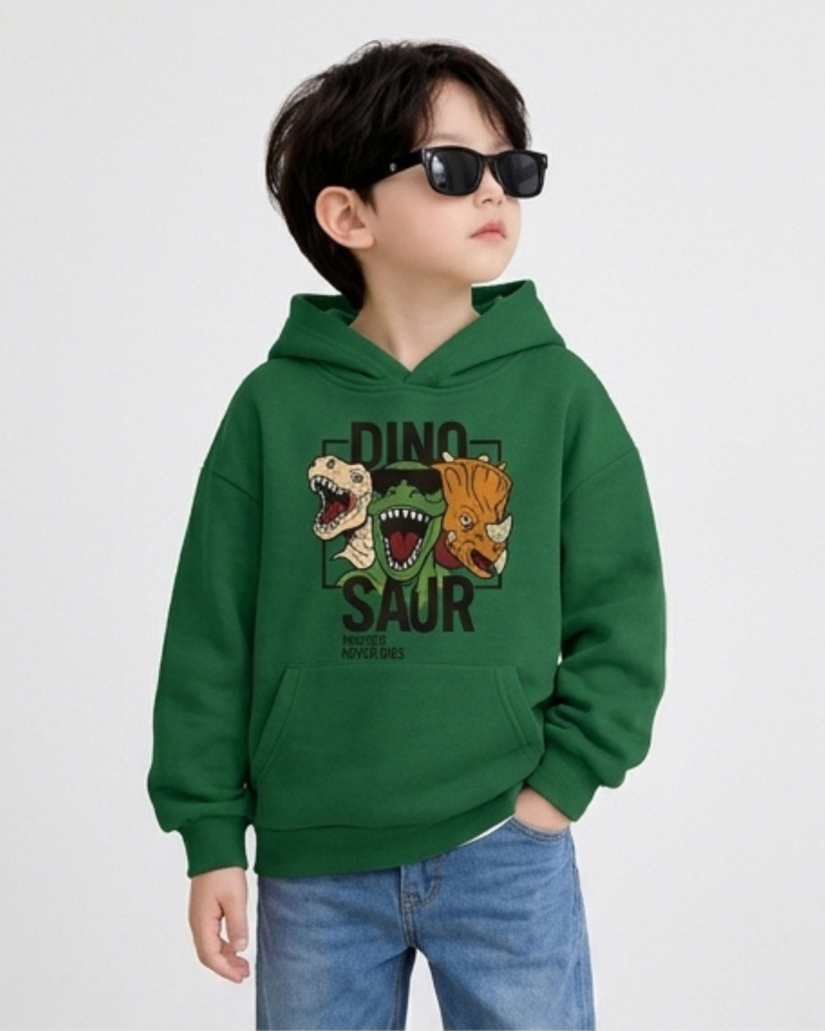 Green Dino Boys Hoodie