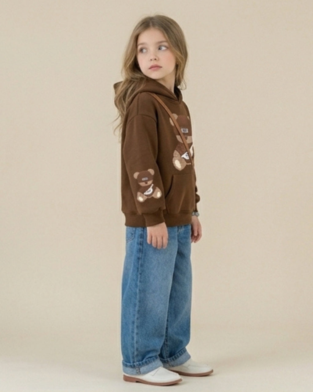 Borwn Bear Girls Hoodie