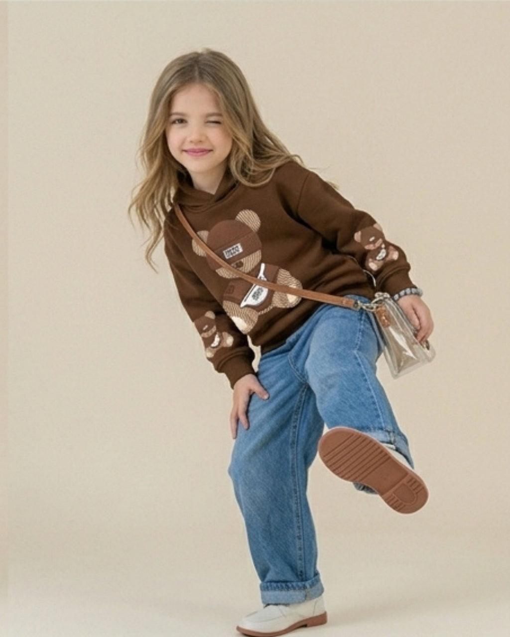 Borwn Bear Girls Hoodie