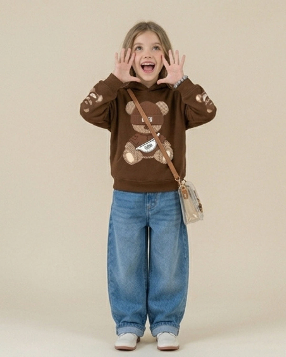 Borwn Bear Girls Hoodie