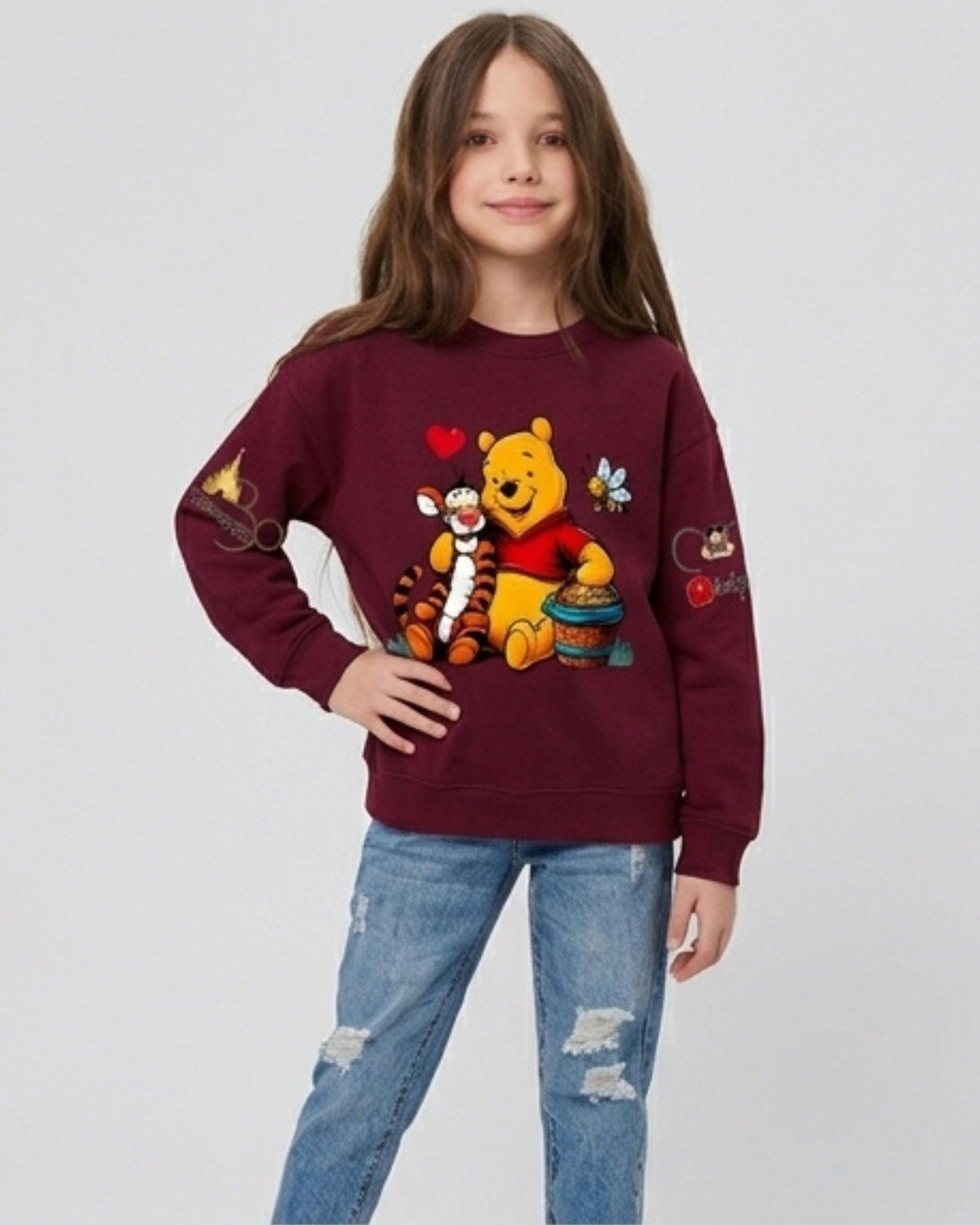 Maroon Pooh Girls Sweatshirt