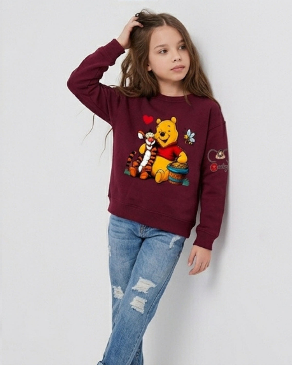 Maroon Pooh Girls Sweatshirt