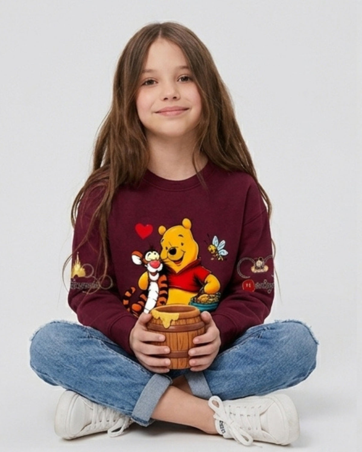 Maroon Pooh Girls Sweatshirt