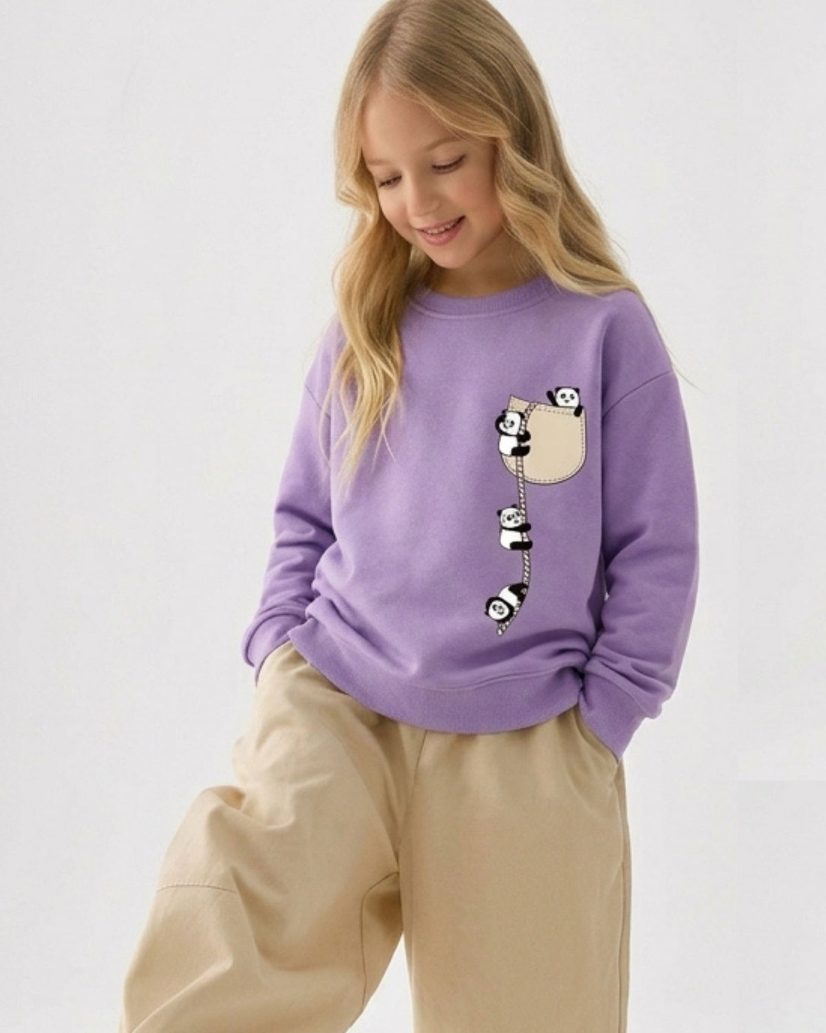 Purple Panda Girls Sweatshirt