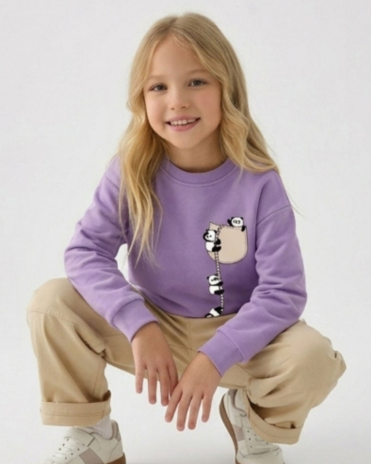 Purple Panda Girls Sweatshirt