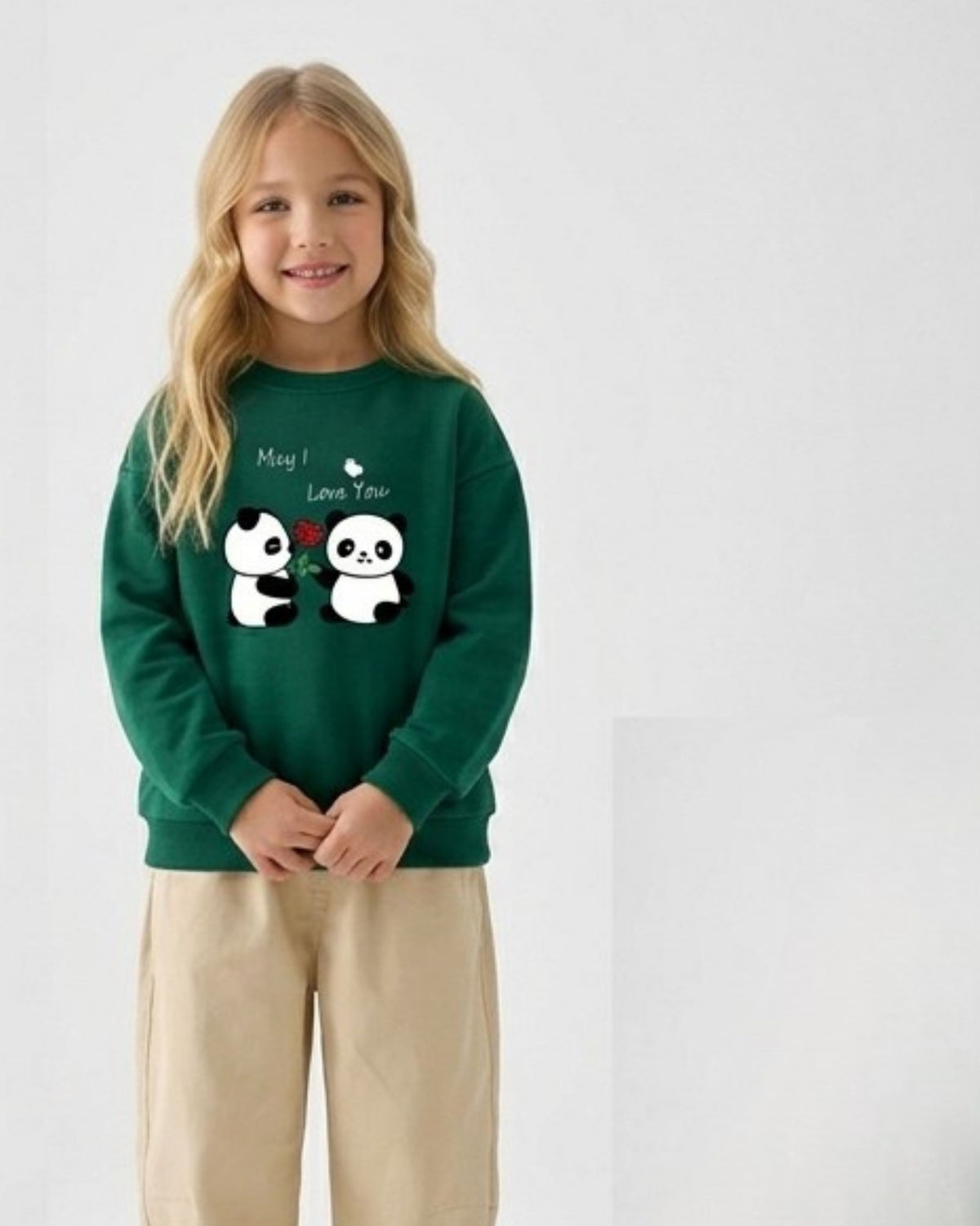Green Panda Girls Sweatshirt