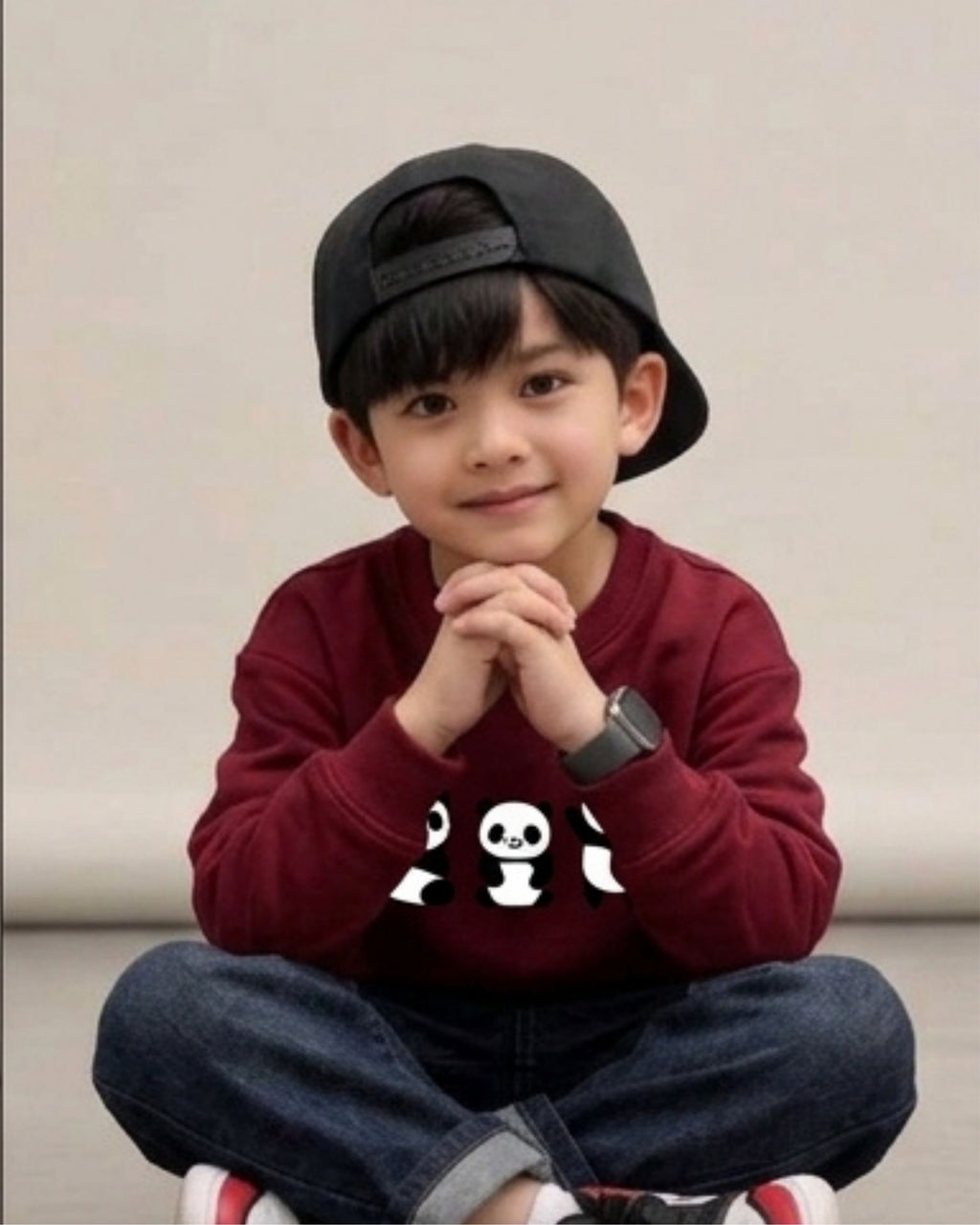 Maroon Panda Kids Sweatshirt